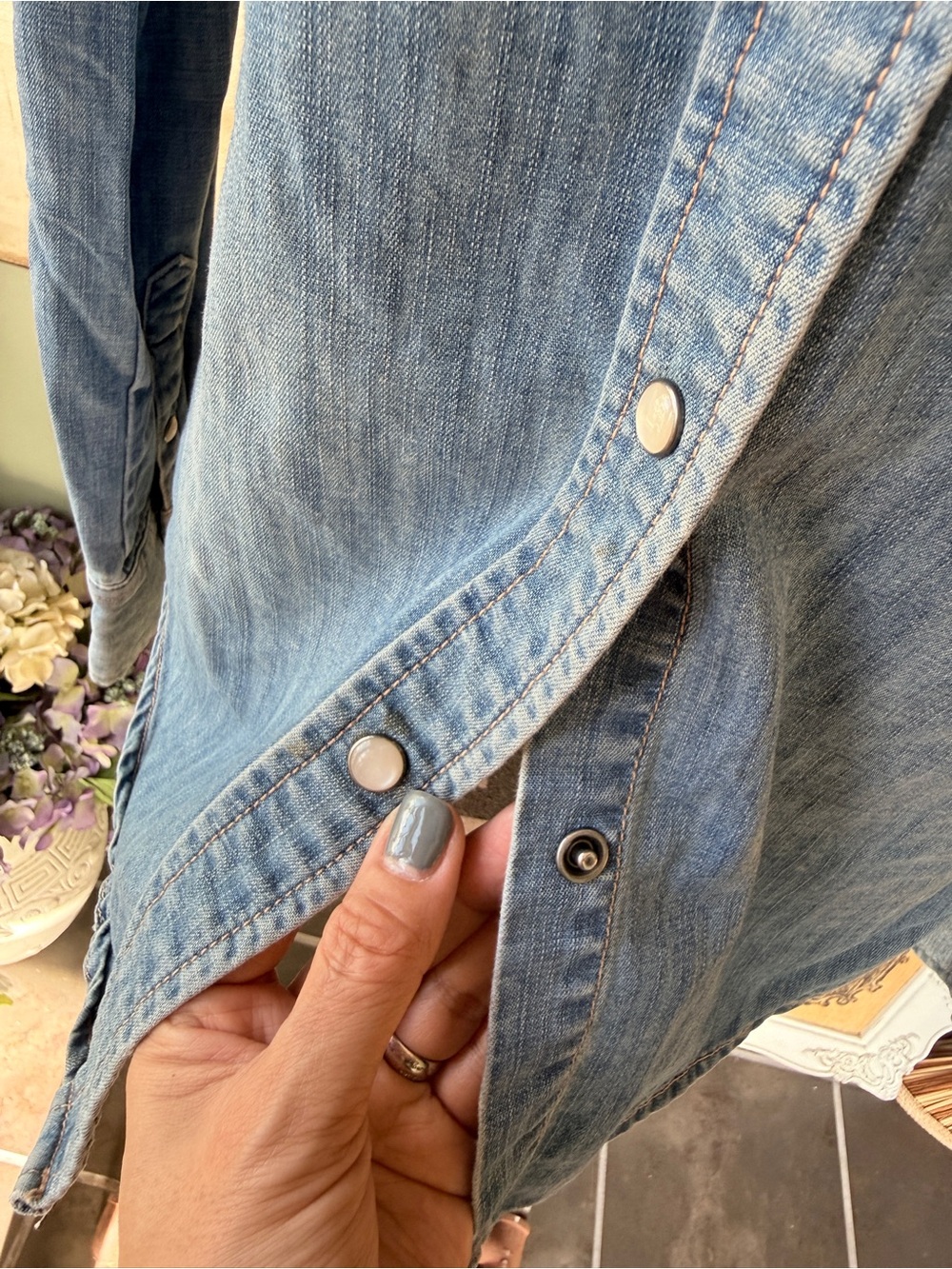 J. Crew Denim Button-Front Shirt - Picture 10 of 14